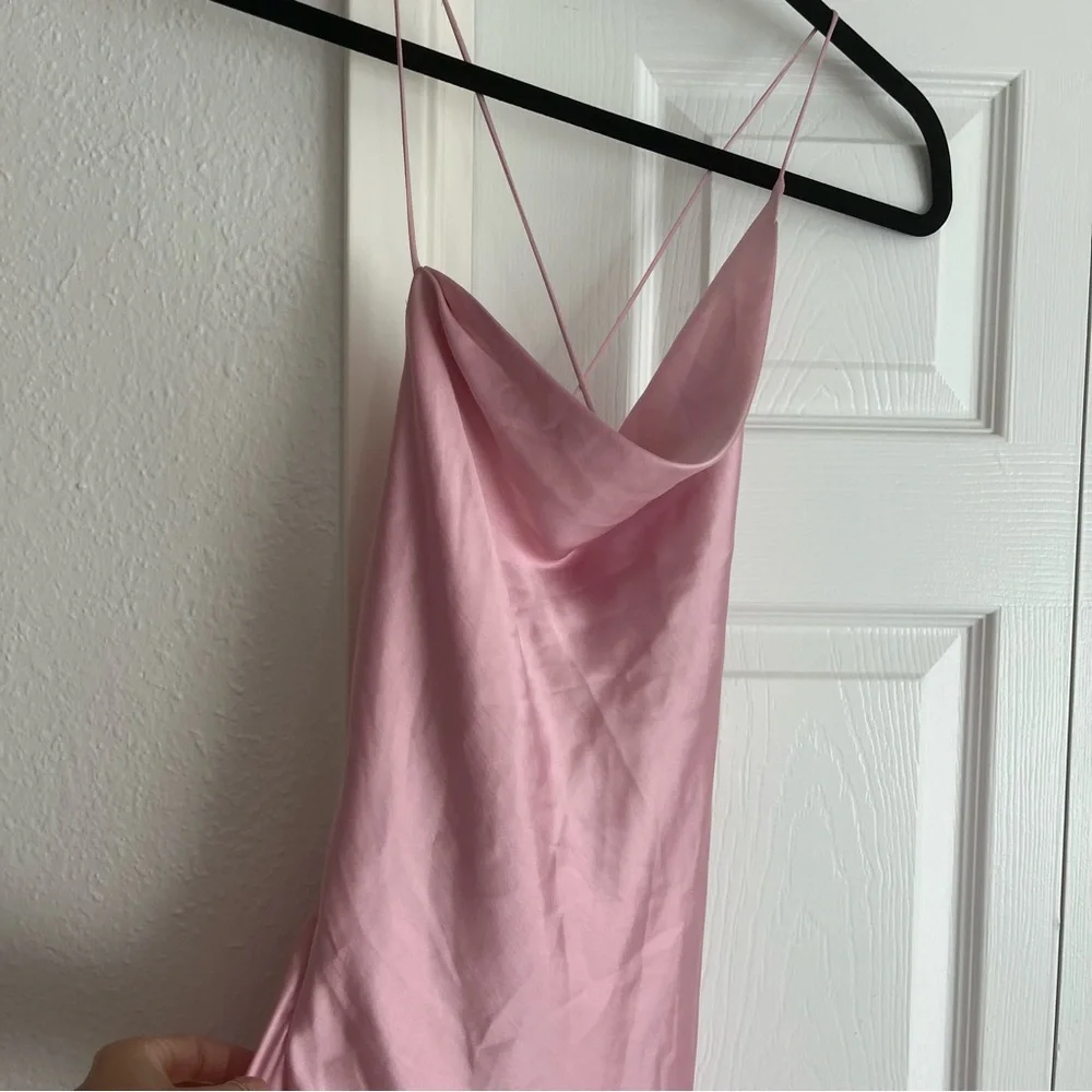 Zara (NEW W/ TINY FLAW) Pink Satin Open Back Mini Dress